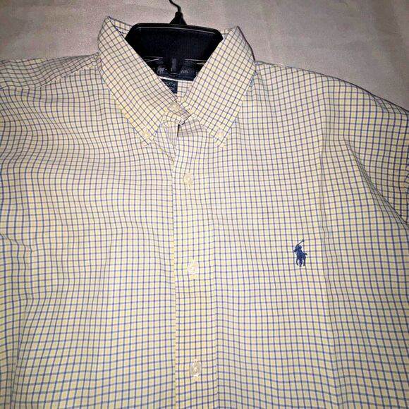 Men's Ralph Lauren Long Sleeve Button up Spring Blue and Yellow size 15 - Picture 2 of 5